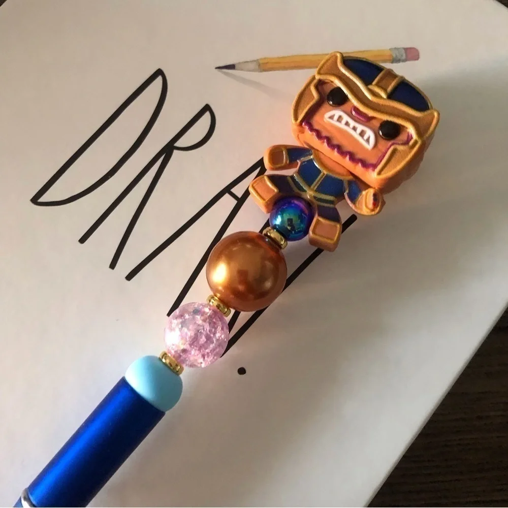 Marvel Gingerbread man handmade beaded pen: Thanos